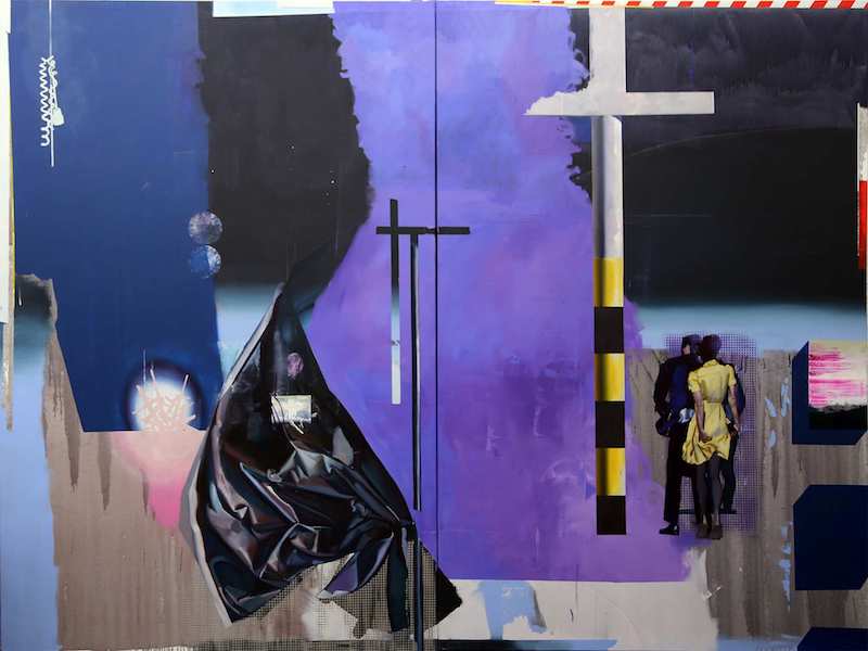 Rayk Goetze: Stätte, 2020, Öl und Acryl auf Leinwand, 400 x 300 cm /zweiteilig

